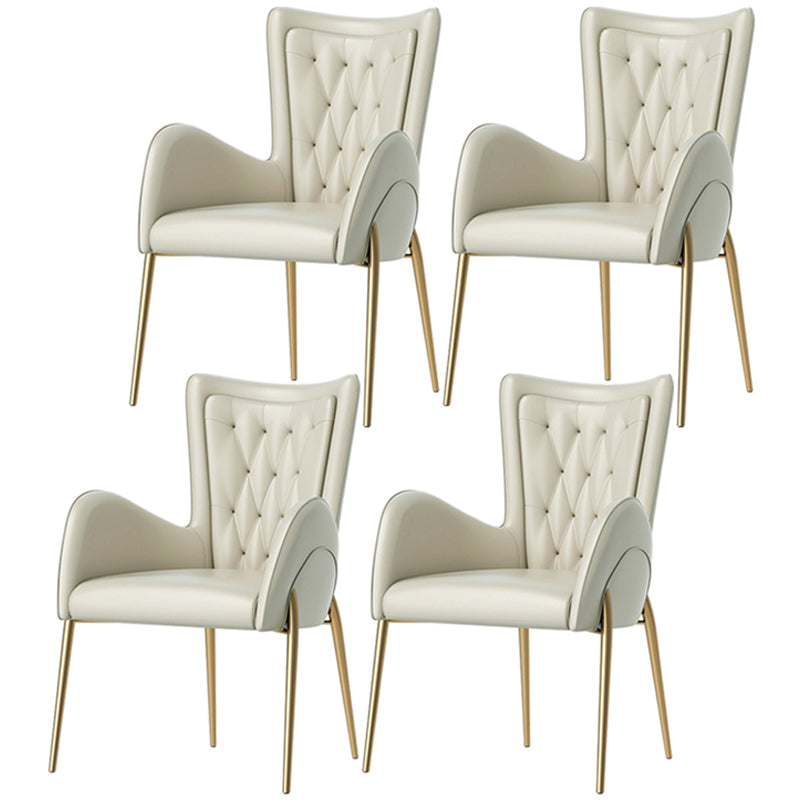 Leather and Velvet Dining Chairs Glam Style High Back Dining Arm Chair White 4 Piece Set Clearhalo ' kitchen&dining_furn' 'Dining Chairs' 'Dining Tables & Seating' 'dining_chair' 'furn' 'furn_dining_chair' 'Furniture' 'furniture_dining_chair' 'Kitchen & Dining Furniture' 'kitchen' 3467839