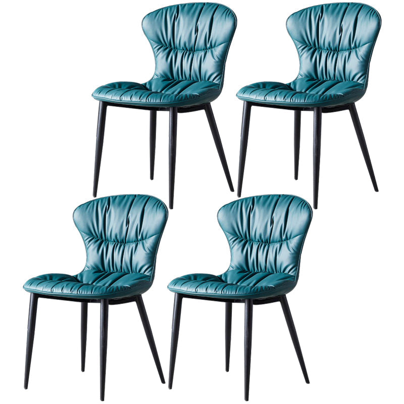 Nordic Style Dining Room Chair Upholstered Armless Dining Chairs with Metal Legs Navy 4 Piece Set Clearhalo ' kitchen&dining_furn' 'Dining Chairs' 'Dining Tables & Seating' 'dining_chair' 'furn' 'furn_dining_chair' 'Furniture' 'furniture_dining_chair' 'Kitchen & Dining Furniture' 'kitchen' 3467856