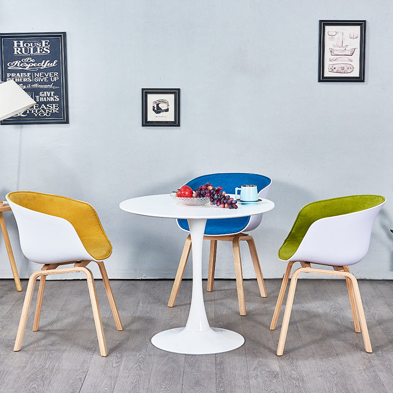 Modern White Solid Back Dining Arm Chair Wood Kitchen Dining Arm Chair Clearhalo ' kitchen&dining_furn' 'Dining Chairs' 'Dining Tables & Seating' 'dining_chair' 'furn' 'furn_dining_chair' 'Furniture' 'furniture_dining_chair' 'Kitchen & Dining Furniture' 'kitchen' 3467866