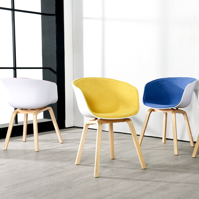 Modern White Solid Back Dining Arm Chair Wood Kitchen Dining Arm Chair Clearhalo ' kitchen&dining_furn' 'Dining Chairs' 'Dining Tables & Seating' 'dining_chair' 'furn' 'furn_dining_chair' 'Furniture' 'furniture_dining_chair' 'Kitchen & Dining Furniture' 'kitchen' 3467868