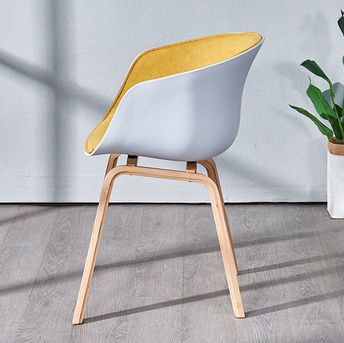 Modern White Solid Back Dining Arm Chair Wood Kitchen Dining Arm Chair Clearhalo ' kitchen&dining_furn' 'Dining Chairs' 'Dining Tables & Seating' 'dining_chair' 'furn' 'furn_dining_chair' 'Furniture' 'furniture_dining_chair' 'Kitchen & Dining Furniture' 'kitchen' 3467874