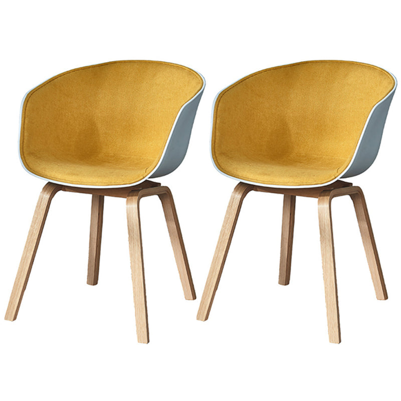 Modern White Solid Back Dining Arm Chair Wood Kitchen Dining Arm Chair Yellow 2 Piece Set Clearhalo ' kitchen&dining_furn' 'Dining Chairs' 'Dining Tables & Seating' 'dining_chair' 'furn' 'furn_dining_chair' 'Furniture' 'furniture_dining_chair' 'Kitchen & Dining Furniture' 'kitchen' 3467876