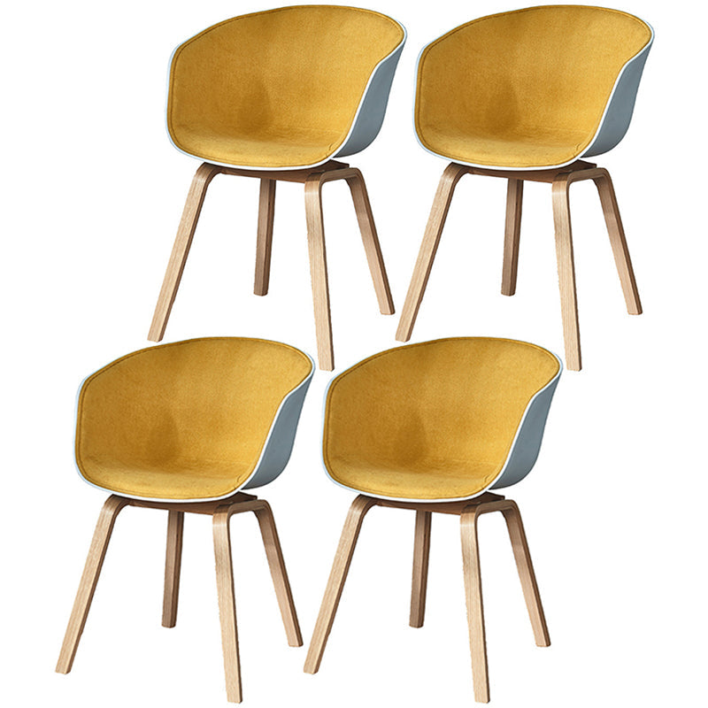 Modern White Solid Back Dining Arm Chair Wood Kitchen Dining Arm Chair Yellow 4 Piece Set Clearhalo ' kitchen&dining_furn' 'Dining Chairs' 'Dining Tables & Seating' 'dining_chair' 'furn' 'furn_dining_chair' 'Furniture' 'furniture_dining_chair' 'Kitchen & Dining Furniture' 'kitchen' 3467878