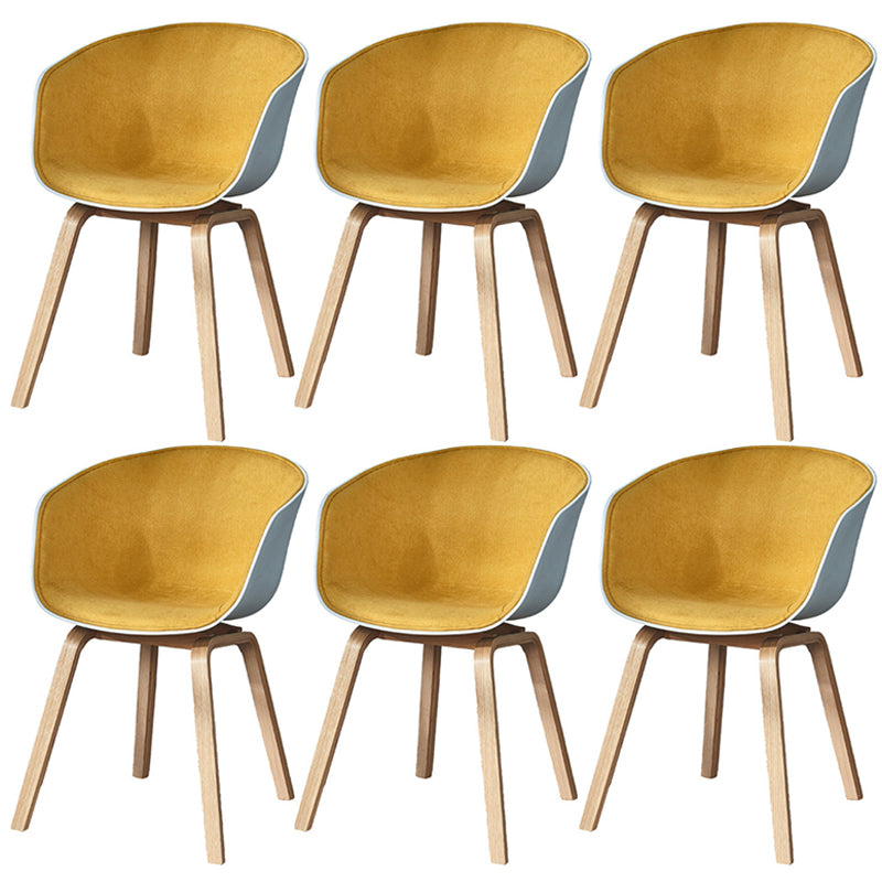 Modern White Solid Back Dining Arm Chair Wood Kitchen Dining Arm Chair Yellow 6 Piece Set Clearhalo ' kitchen&dining_furn' 'Dining Chairs' 'Dining Tables & Seating' 'dining_chair' 'furn' 'furn_dining_chair' 'Furniture' 'furniture_dining_chair' 'Kitchen & Dining Furniture' 'kitchen' 3467879