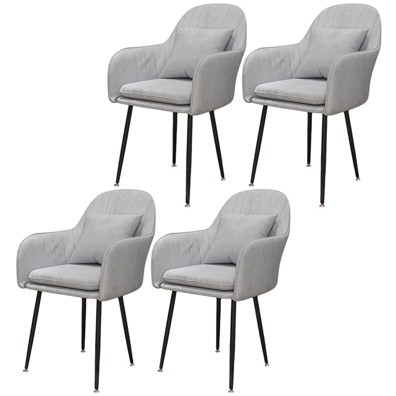Scandinavian Dining Arm Chair Solid Back Chair with Metal Legs for Home Use Grey 4 Piece Set Black Clearhalo ' kitchen&dining_furn' 'Dining Chairs' 'Dining Tables & Seating' 'dining_chair' 'furn' 'furn_dining_chair' 'Furniture' 'furniture_dining_chair' 'Kitchen & Dining Furniture' 'kitchen' 3467889