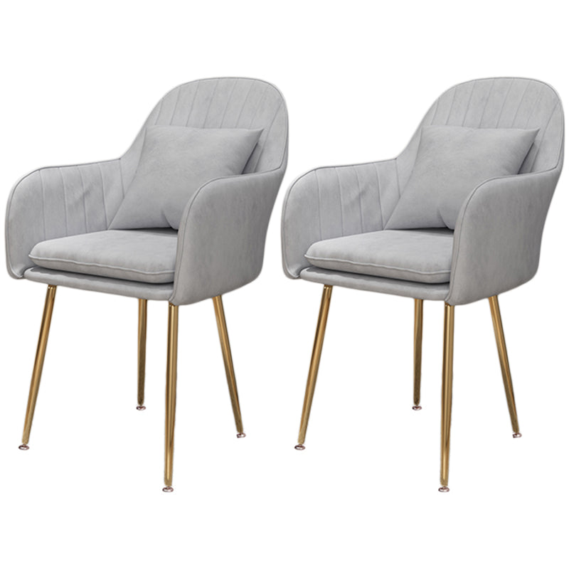 Scandinavian Dining Arm Chair Solid Back Chair with Metal Legs for Home Use Grey 2 Piece Set Brass Gold Clearhalo ' kitchen&dining_furn' 'Dining Chairs' 'Dining Tables & Seating' 'dining_chair' 'furn' 'furn_dining_chair' 'Furniture' 'furniture_dining_chair' 'Kitchen & Dining Furniture' 'kitchen' 3467890