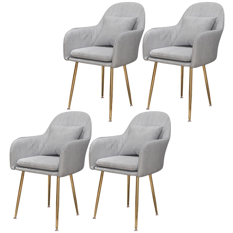 Scandinavian Dining Arm Chair Solid Back Chair with Metal Legs for Home Use Grey 4 Piece Set Brass Gold Clearhalo ' kitchen&dining_furn' 'Dining Chairs' 'Dining Tables & Seating' 'dining_chair' 'furn' 'furn_dining_chair' 'Furniture' 'furniture_dining_chair' 'Kitchen & Dining Furniture' 'kitchen' 3467892