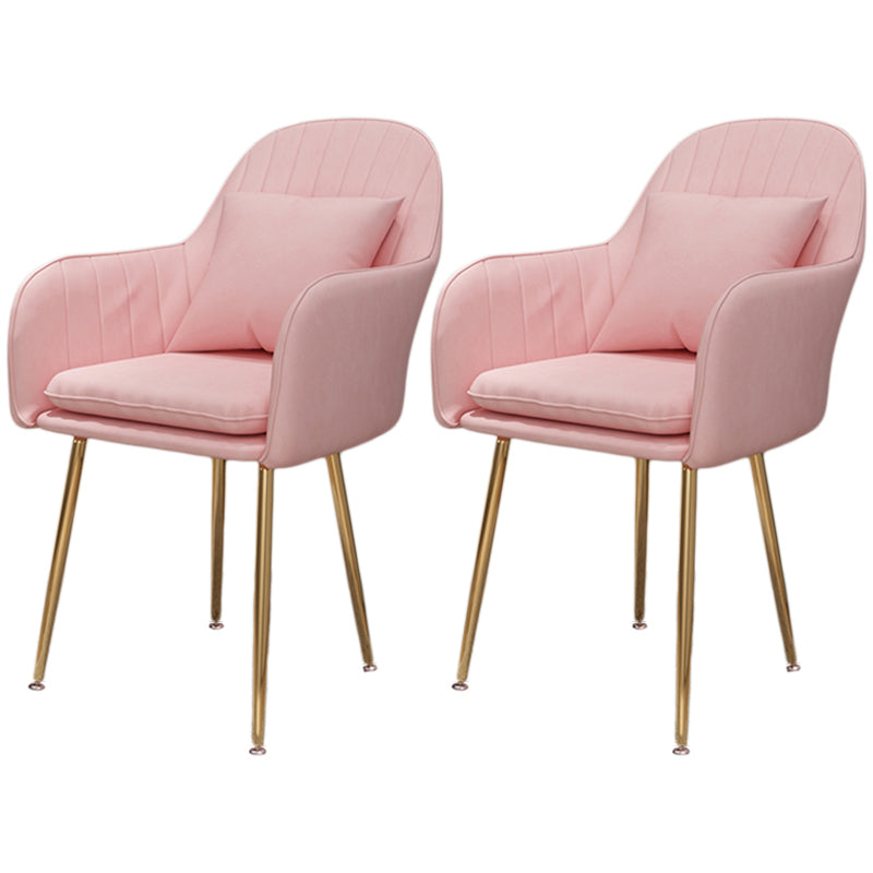 Scandinavian Dining Arm Chair Solid Back Chair with Metal Legs for Home Use Pink 2 Piece Set Brass Gold Clearhalo ' kitchen&dining_furn' 'Dining Chairs' 'Dining Tables & Seating' 'dining_chair' 'furn' 'furn_dining_chair' 'Furniture' 'furniture_dining_chair' 'Kitchen & Dining Furniture' 'kitchen' 3467894
