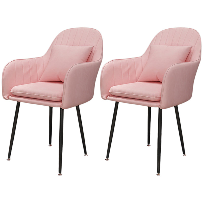 Scandinavian Dining Arm Chair Solid Back Chair with Metal Legs for Home Use Pink 2 Piece Set Black Clearhalo ' kitchen&dining_furn' 'Dining Chairs' 'Dining Tables & Seating' 'dining_chair' 'furn' 'furn_dining_chair' 'Furniture' 'furniture_dining_chair' 'Kitchen & Dining Furniture' 'kitchen' 3467899