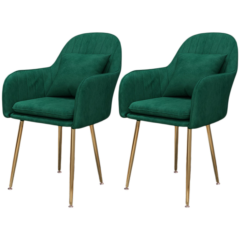 Scandinavian Dining Arm Chair Solid Back Chair with Metal Legs for Home Use Blackish Green 2 Piece Set Brass Gold Clearhalo ' kitchen&dining_furn' 'Dining Chairs' 'Dining Tables & Seating' 'dining_chair' 'furn' 'furn_dining_chair' 'Furniture' 'furniture_dining_chair' 'Kitchen & Dining Furniture' 'kitchen' 3467903
