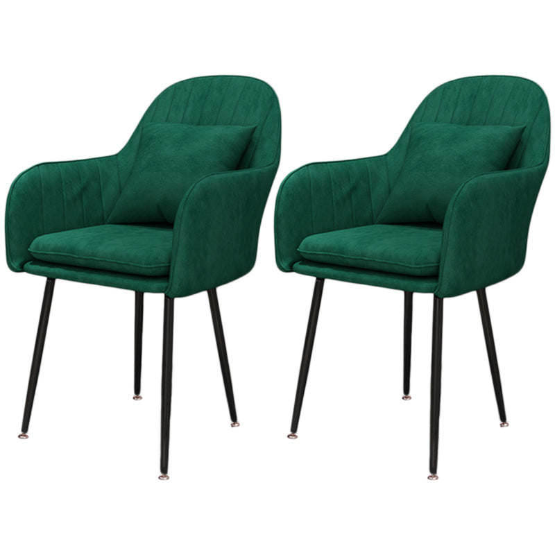 Scandinavian Dining Arm Chair Solid Back Chair with Metal Legs for Home Use Blackish Green 2 Piece Set Black Clearhalo ' kitchen&dining_furn' 'Dining Chairs' 'Dining Tables & Seating' 'dining_chair' 'furn' 'furn_dining_chair' 'Furniture' 'furniture_dining_chair' 'Kitchen & Dining Furniture' 'kitchen' 3467906