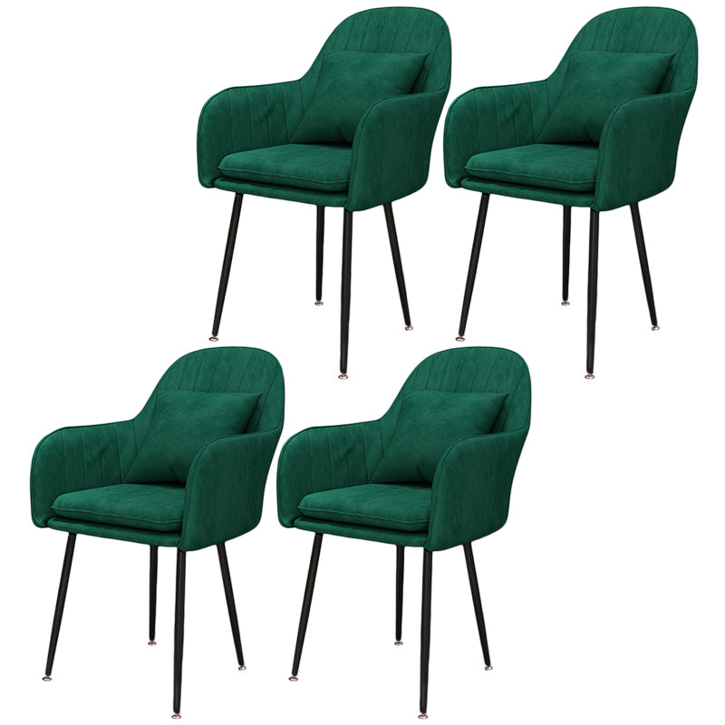 Scandinavian Dining Arm Chair Solid Back Chair with Metal Legs for Home Use Blackish Green 4 Piece Set Black Clearhalo ' kitchen&dining_furn' 'Dining Chairs' 'Dining Tables & Seating' 'dining_chair' 'furn' 'furn_dining_chair' 'Furniture' 'furniture_dining_chair' 'Kitchen & Dining Furniture' 'kitchen' 3467908