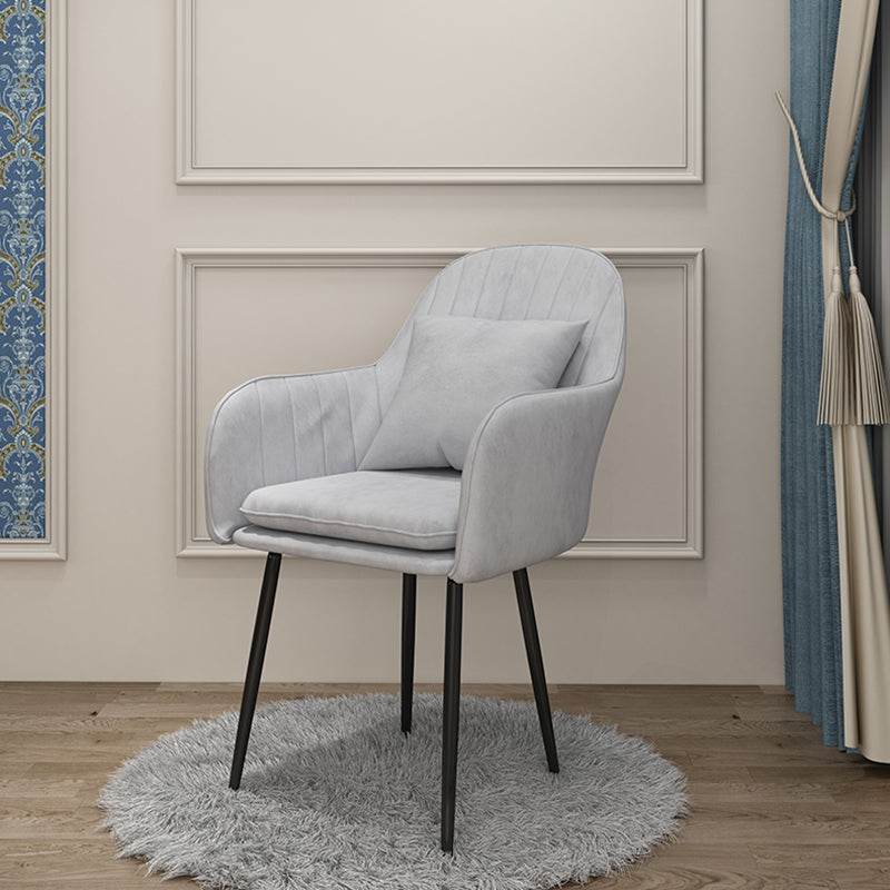 Scandinavian Dining Arm Chair Solid Back Chair with Metal Legs for Home Use Grey 1 Piece Black Clearhalo ' kitchen&dining_furn' 'Dining Chairs' 'Dining Tables & Seating' 'dining_chair' 'furn' 'furn_dining_chair' 'Furniture' 'furniture_dining_chair' 'Kitchen & Dining Furniture' 'kitchen' 3467909