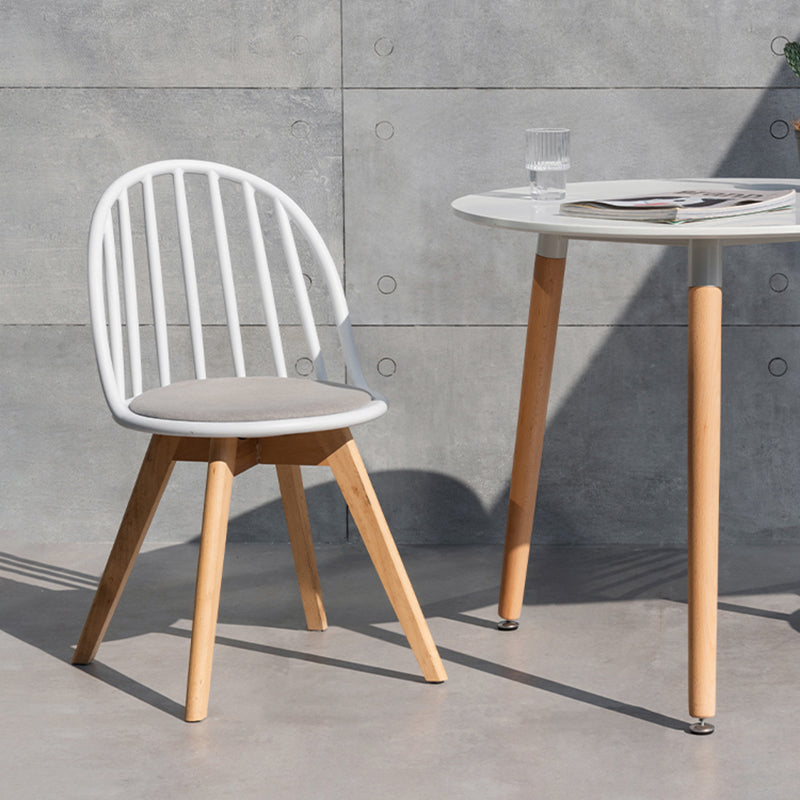 Scandinavian Dining Chair Windsor Back Side Chair with Wood Legs for Home Use White 1 Piece Clearhalo ' kitchen&dining_furn' 'Dining Chairs' 'Dining Tables & Seating' 'dining_chair' 'furn' 'furn_dining_chair' 'Furniture' 'furniture_dining_chair' 'Kitchen & Dining Furniture' 'kitchen' 3467916