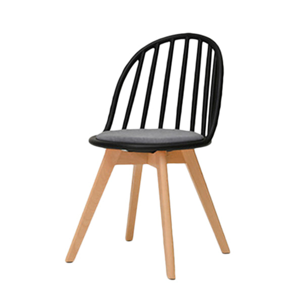 Scandinavian Dining Chair Windsor Back Side Chair with Wood Legs for Home Use Black 1 Piece Clearhalo ' kitchen&dining_furn' 'Dining Chairs' 'Dining Tables & Seating' 'dining_chair' 'furn' 'furn_dining_chair' 'Furniture' 'furniture_dining_chair' 'Kitchen & Dining Furniture' 'kitchen' 3467917