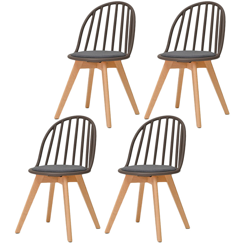 Scandinavian Dining Chair Windsor Back Side Chair with Wood Legs for Home Use Grey 4 Piece Set Clearhalo ' kitchen&dining_furn' 'Dining Chairs' 'Dining Tables & Seating' 'dining_chair' 'furn' 'furn_dining_chair' 'Furniture' 'furniture_dining_chair' 'Kitchen & Dining Furniture' 'kitchen' 3467921