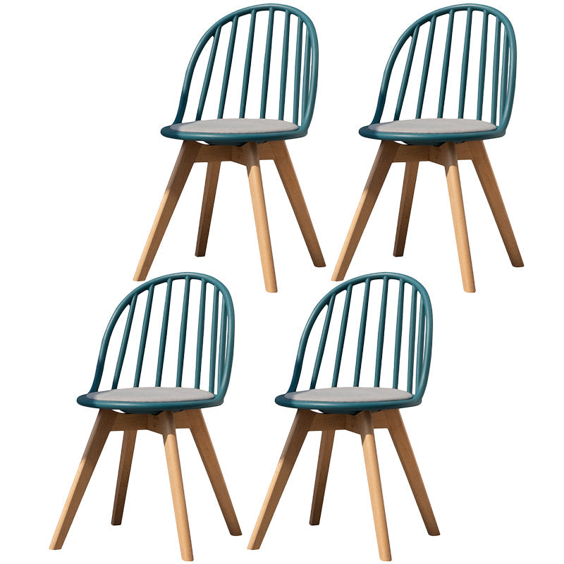 Scandinavian Dining Chair Windsor Back Side Chair with Wood Legs for Home Use Blackish Green 4 Piece Set Clearhalo ' kitchen&dining_furn' 'Dining Chairs' 'Dining Tables & Seating' 'dining_chair' 'furn' 'furn_dining_chair' 'Furniture' 'furniture_dining_chair' 'Kitchen & Dining Furniture' 'kitchen' 3467924