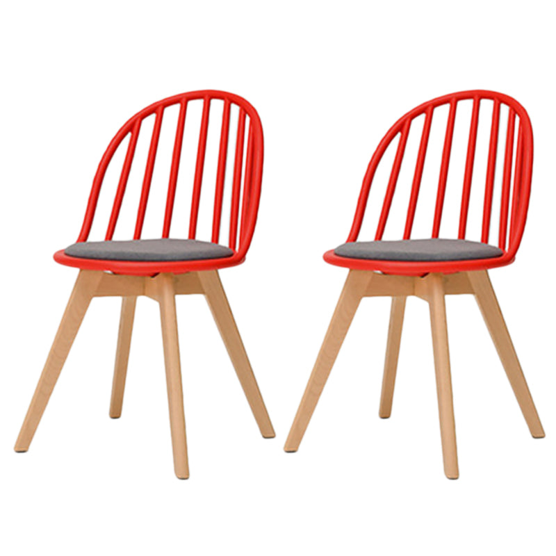 Scandinavian Dining Chair Windsor Back Side Chair with Wood Legs for Home Use Red 2 Piece Set Clearhalo ' kitchen&dining_furn' 'Dining Chairs' 'Dining Tables & Seating' 'dining_chair' 'furn' 'furn_dining_chair' 'Furniture' 'furniture_dining_chair' 'Kitchen & Dining Furniture' 'kitchen' 3467926