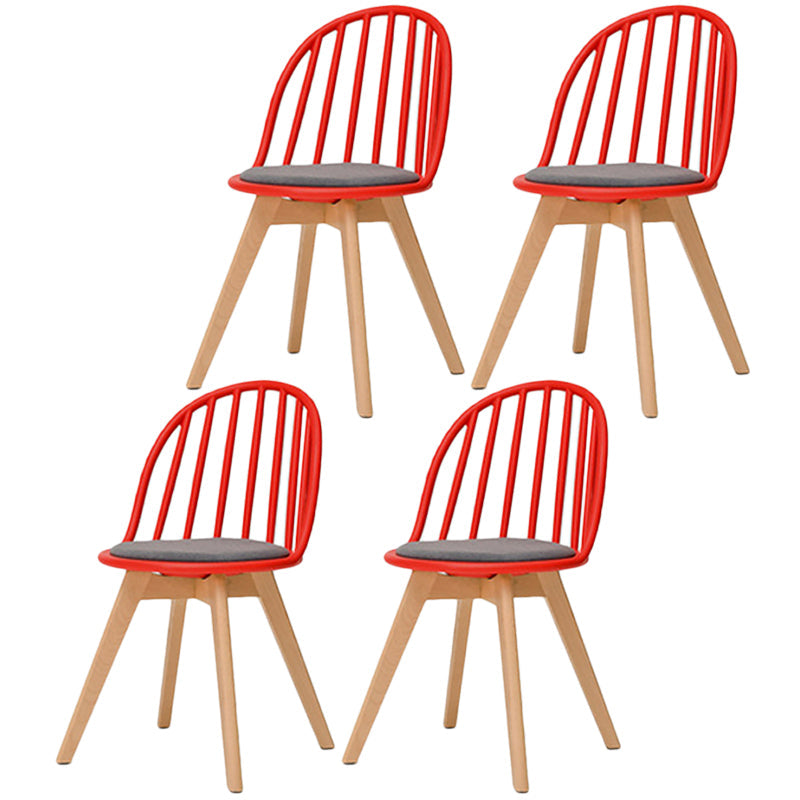 Scandinavian Dining Chair Windsor Back Side Chair with Wood Legs for Home Use Red 4 Piece Set Clearhalo ' kitchen&dining_furn' 'Dining Chairs' 'Dining Tables & Seating' 'dining_chair' 'furn' 'furn_dining_chair' 'Furniture' 'furniture_dining_chair' 'Kitchen & Dining Furniture' 'kitchen' 3467929
