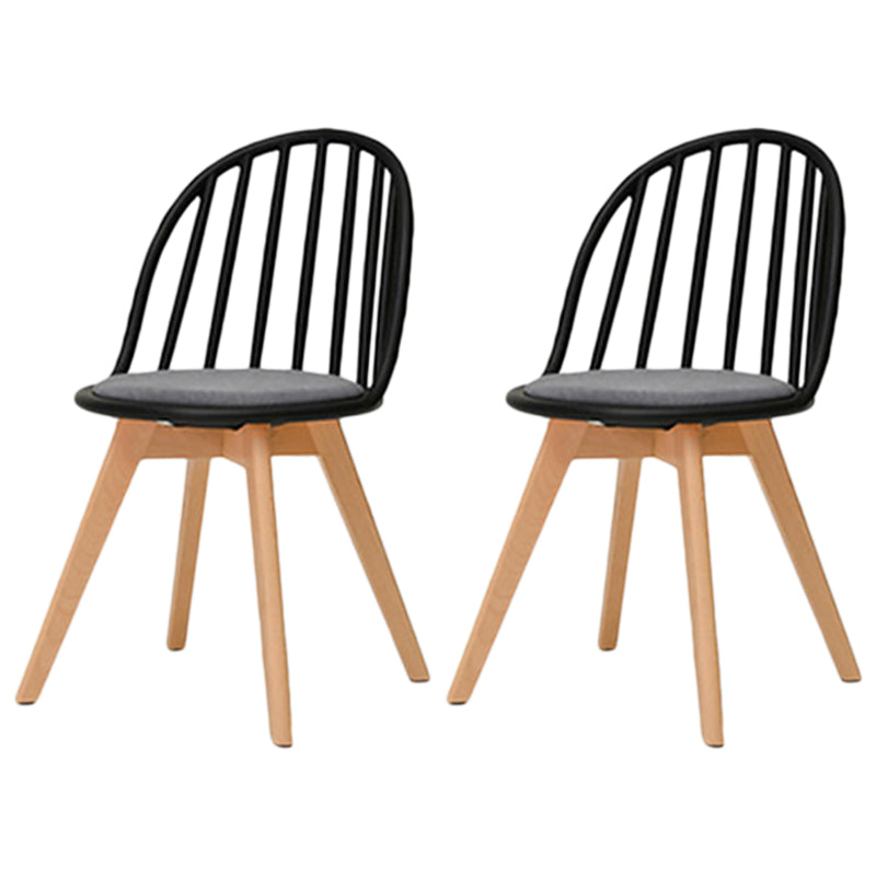 Scandinavian Dining Chair Windsor Back Side Chair with Wood Legs for Home Use Black 2 Piece Set Clearhalo ' kitchen&dining_furn' 'Dining Chairs' 'Dining Tables & Seating' 'dining_chair' 'furn' 'furn_dining_chair' 'Furniture' 'furniture_dining_chair' 'Kitchen & Dining Furniture' 'kitchen' 3467930