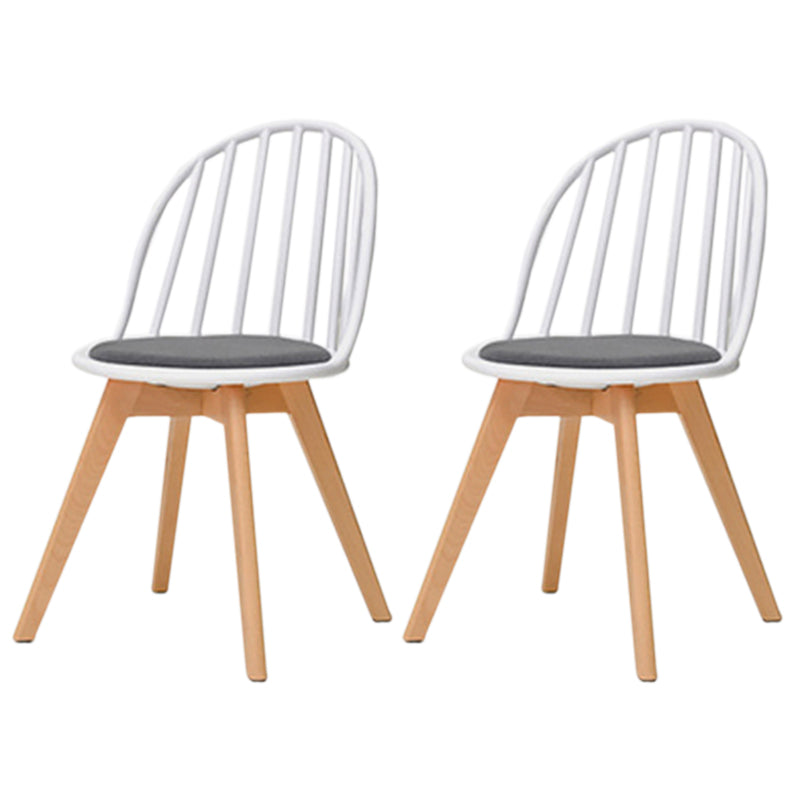 Scandinavian Dining Chair Windsor Back Side Chair with Wood Legs for Home Use White 2 Piece Set Clearhalo ' kitchen&dining_furn' 'Dining Chairs' 'Dining Tables & Seating' 'dining_chair' 'furn' 'furn_dining_chair' 'Furniture' 'furniture_dining_chair' 'Kitchen & Dining Furniture' 'kitchen' 3467935