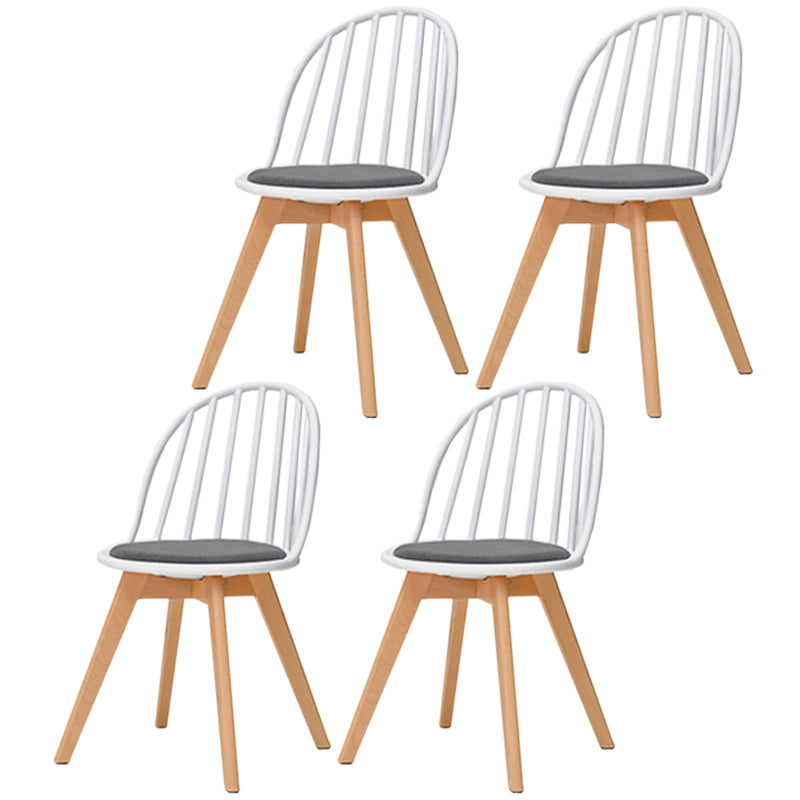 Scandinavian Dining Chair Windsor Back Side Chair with Wood Legs for Home Use White 4 Piece Set Clearhalo ' kitchen&dining_furn' 'Dining Chairs' 'Dining Tables & Seating' 'dining_chair' 'furn' 'furn_dining_chair' 'Furniture' 'furniture_dining_chair' 'Kitchen & Dining Furniture' 'kitchen' 3467936