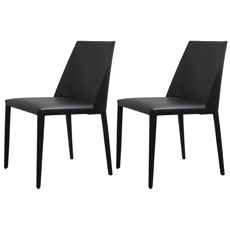 Modern Dining Chair 18'' Wide Solid Back Chair with 4 Legs for Home Use Black 2 Piece Set Clearhalo ' kitchen&dining_furn' 'Dining Chairs' 'Dining Tables & Seating' 'dining_chair' 'furn' 'furn_dining_chair' 'Furniture' 'furniture_dining_chair' 'Kitchen & Dining Furniture' 'kitchen' 3467945