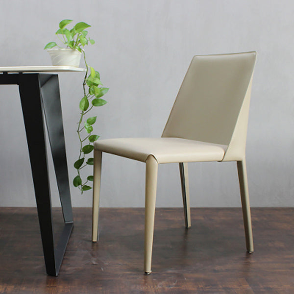 Modern Dining Chair 18'' Wide Solid Back Chair with 4 Legs for Home Use Beige 1 Piece Clearhalo ' kitchen&dining_furn' 'Dining Chairs' 'Dining Tables & Seating' 'dining_chair' 'furn' 'furn_dining_chair' 'Furniture' 'furniture_dining_chair' 'Kitchen & Dining Furniture' 'kitchen' 3467946