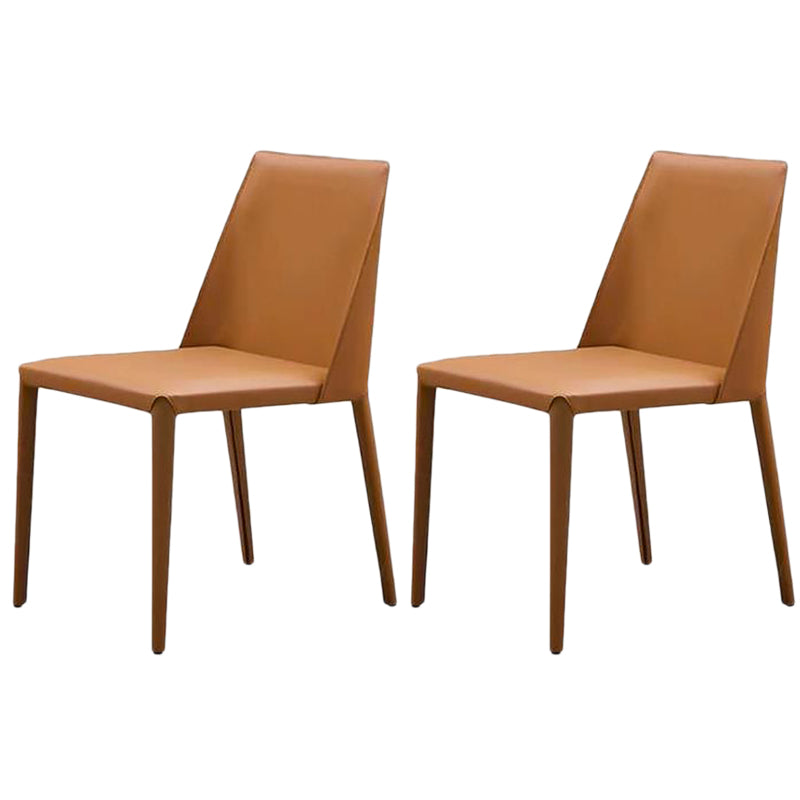 Modern Dining Chair 18'' Wide Solid Back Chair with 4 Legs for Home Use Orange 2 Piece Set Clearhalo ' kitchen&dining_furn' 'Dining Chairs' 'Dining Tables & Seating' 'dining_chair' 'furn' 'furn_dining_chair' 'Furniture' 'furniture_dining_chair' 'Kitchen & Dining Furniture' 'kitchen' 3467948