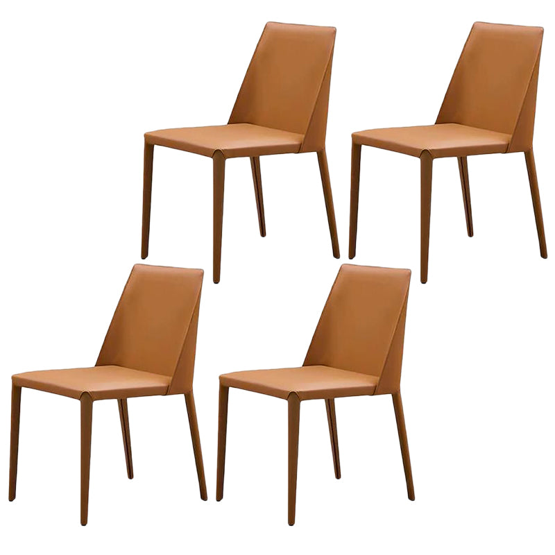 Modern Dining Chair 18'' Wide Solid Back Chair with 4 Legs for Home Use Orange 4 Piece Set Clearhalo ' kitchen&dining_furn' 'Dining Chairs' 'Dining Tables & Seating' 'dining_chair' 'furn' 'furn_dining_chair' 'Furniture' 'furniture_dining_chair' 'Kitchen & Dining Furniture' 'kitchen' 3467950