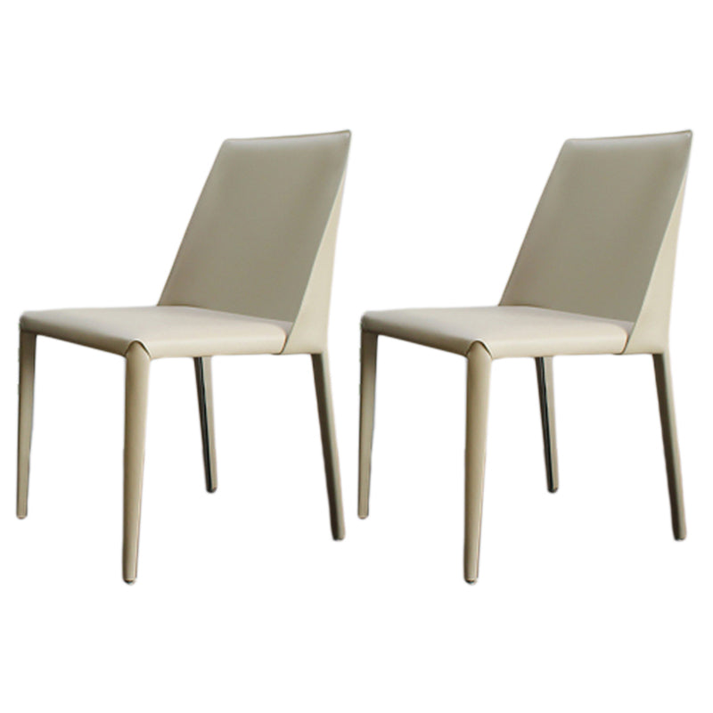 Modern Dining Chair 18'' Wide Solid Back Chair with 4 Legs for Home Use Beige 2 Piece Set Clearhalo ' kitchen&dining_furn' 'Dining Chairs' 'Dining Tables & Seating' 'dining_chair' 'furn' 'furn_dining_chair' 'Furniture' 'furniture_dining_chair' 'Kitchen & Dining Furniture' 'kitchen' 3467960