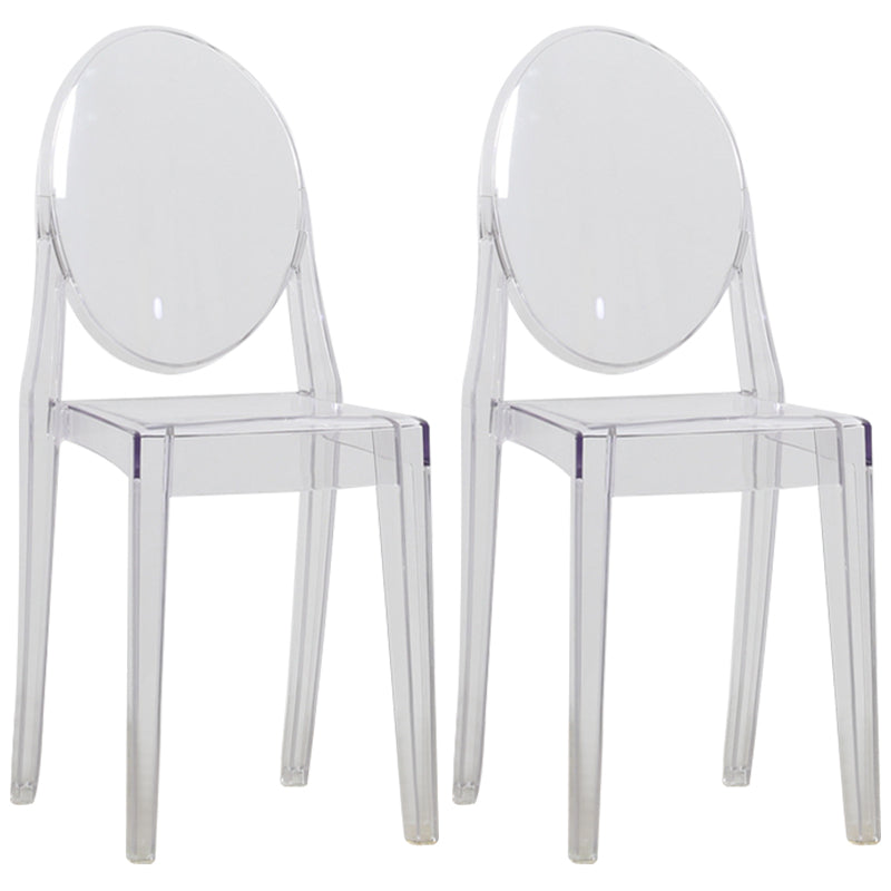 Contemporary Plastic Dining Chair Open Back Chair with 4 Legs for Home Clear 2 Piece Set Clearhalo ' kitchen&dining_furn' 'Dining Chairs' 'Dining Tables & Seating' 'dining_chair' 'furn' 'furn_dining_chair' 'Furniture' 'furniture_dining_chair' 'Kitchen & Dining Furniture' 'kitchen' 3467963