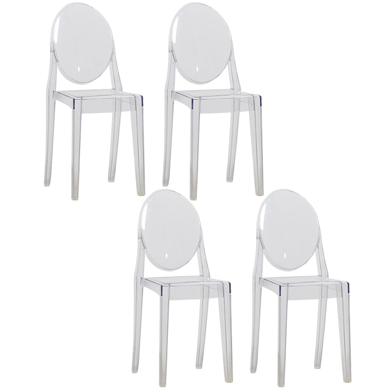 Contemporary Plastic Dining Chair Open Back Chair with 4 Legs for Home Clear 4 Piece Set Clearhalo ' kitchen&dining_furn' 'Dining Chairs' 'Dining Tables & Seating' 'dining_chair' 'furn' 'furn_dining_chair' 'Furniture' 'furniture_dining_chair' 'Kitchen & Dining Furniture' 'kitchen' 3467965