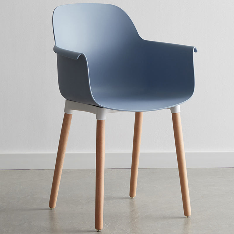 Scandinavian Dining Arm Chair Solid Back Chair with Wood Legs for Home Use Blue 1 Piece Wood Clearhalo ' kitchen&dining_furn' 'Dining Chairs' 'Dining Tables & Seating' 'dining_chair' 'Furniture' 'furniture_dining_chair' 'Kitchen & Dining Furniture' 'kitchen' 3467976