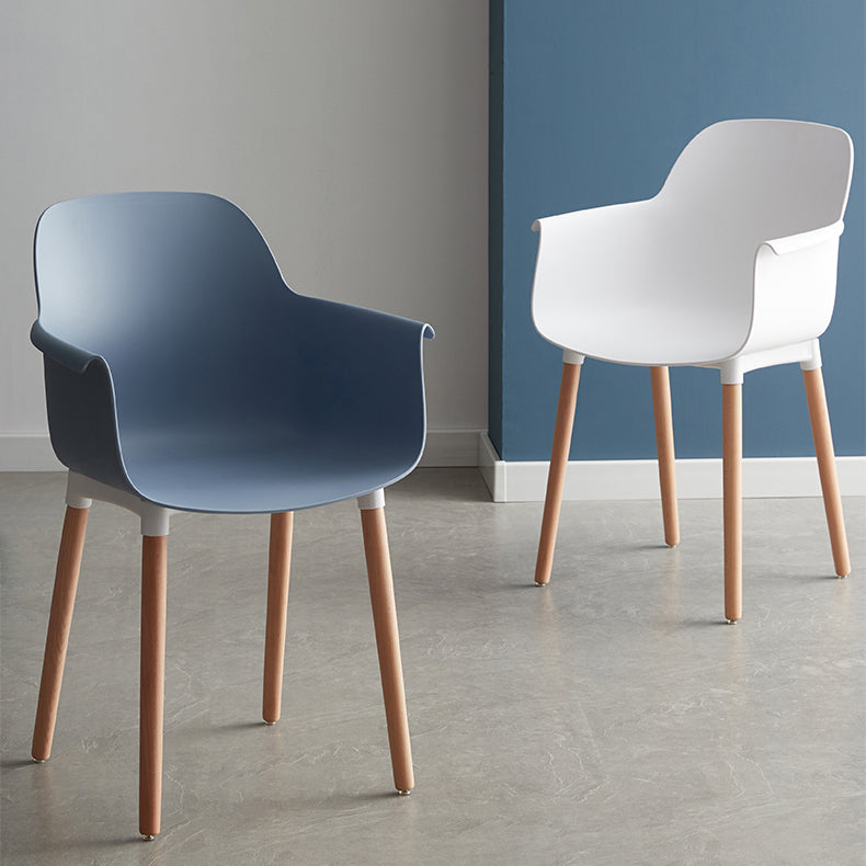 Scandinavian Dining Arm Chair Solid Back Chair with Wood Legs for Home Use Clearhalo ' kitchen&dining_furn' 'Dining Chairs' 'Dining Tables & Seating' 'dining_chair' 'Furniture' 'furniture_dining_chair' 'Kitchen & Dining Furniture' 'kitchen' 3467977