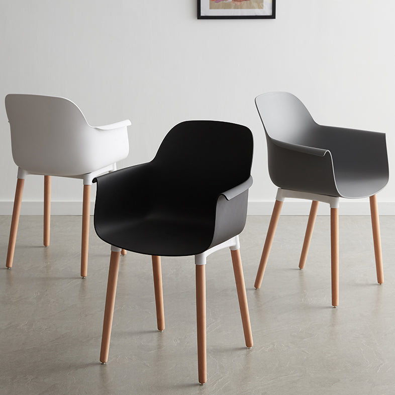 Scandinavian Dining Arm Chair Solid Back Chair with Wood Legs for Home Use Clearhalo ' kitchen&dining_furn' 'Dining Chairs' 'Dining Tables & Seating' 'dining_chair' 'Furniture' 'furniture_dining_chair' 'Kitchen & Dining Furniture' 'kitchen' 3467979