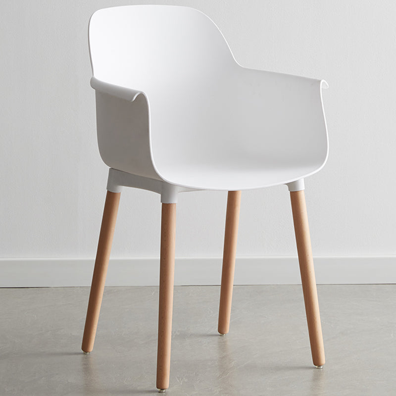 Scandinavian Dining Arm Chair Solid Back Chair with Wood Legs for Home Use White 1 Piece Wood Clearhalo ' kitchen&dining_furn' 'Dining Chairs' 'Dining Tables & Seating' 'dining_chair' 'Furniture' 'furniture_dining_chair' 'Kitchen & Dining Furniture' 'kitchen' 3467981