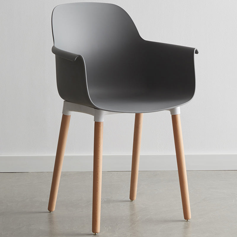 Scandinavian Dining Arm Chair Solid Back Chair with Wood Legs for Home Use Grey 1 Piece Wood Clearhalo ' kitchen&dining_furn' 'Dining Chairs' 'Dining Tables & Seating' 'dining_chair' 'Furniture' 'furniture_dining_chair' 'Kitchen & Dining Furniture' 'kitchen' 3467983
