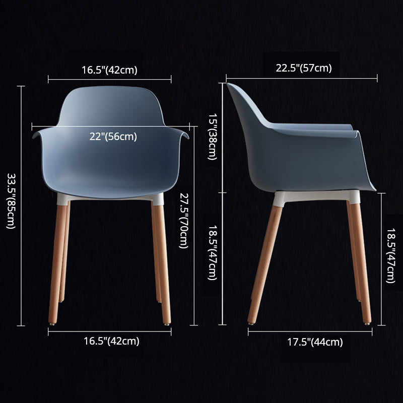 Scandinavian Dining Arm Chair Solid Back Chair with Wood Legs for Home Use Clearhalo ' kitchen&dining_furn' 'Dining Chairs' 'Dining Tables & Seating' 'dining_chair' 'Furniture' 'furniture_dining_chair' 'Kitchen & Dining Furniture' 'kitchen' 3467989