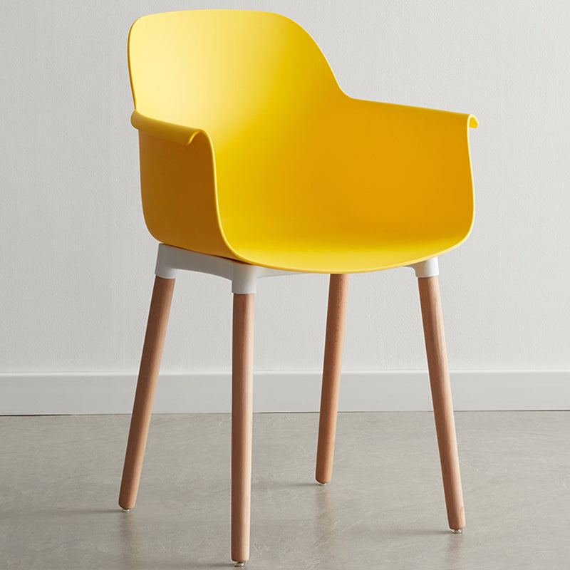 Scandinavian Dining Arm Chair Solid Back Chair with Wood Legs for Home Use Yellow 1 Piece Wood Clearhalo ' kitchen&dining_furn' 'Dining Chairs' 'Dining Tables & Seating' 'dining_chair' 'Furniture' 'furniture_dining_chair' 'Kitchen & Dining Furniture' 'kitchen' 3467990