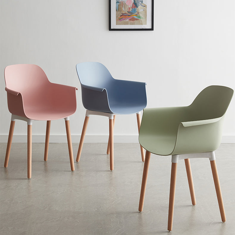 Scandinavian Dining Arm Chair Solid Back Chair with Wood Legs for Home Use Clearhalo ' kitchen&dining_furn' 'Dining Chairs' 'Dining Tables & Seating' 'dining_chair' 'Furniture' 'furniture_dining_chair' 'Kitchen & Dining Furniture' 'kitchen' 3467991