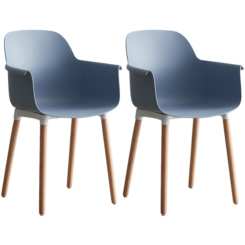 Scandinavian Dining Arm Chair Solid Back Chair with Wood Legs for Home Use Blue Set of 2 Wood Clearhalo ' kitchen&dining_furn' 'Dining Chairs' 'Dining Tables & Seating' 'dining_chair' 'Furniture' 'furniture_dining_chair' 'Kitchen & Dining Furniture' 'kitchen' 3467992