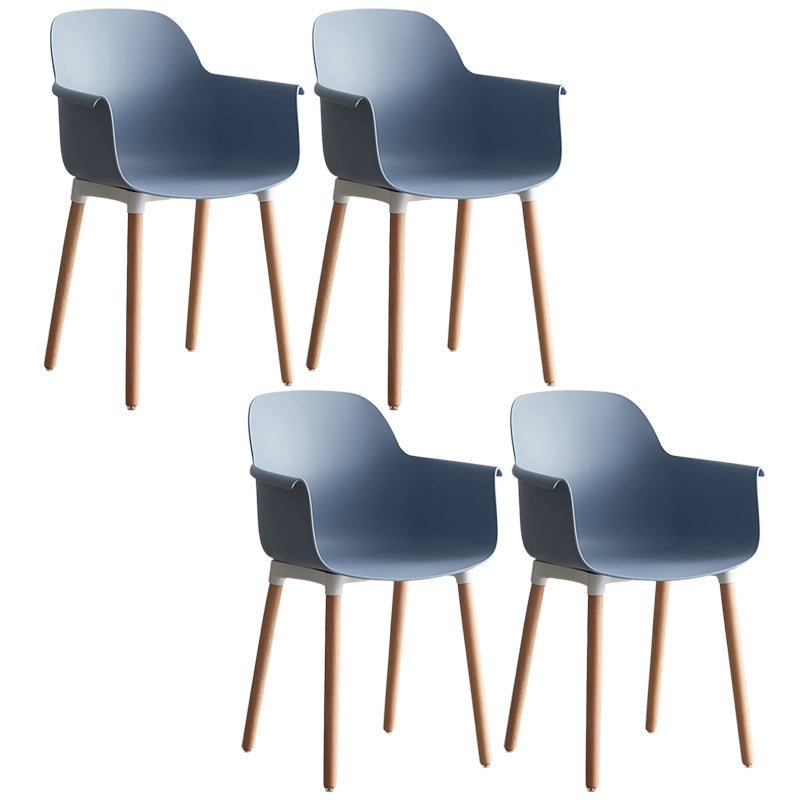Scandinavian Dining Arm Chair Solid Back Chair with Wood Legs for Home Use Blue Set of 4 Wood Clearhalo ' kitchen&dining_furn' 'Dining Chairs' 'Dining Tables & Seating' 'dining_chair' 'Furniture' 'furniture_dining_chair' 'Kitchen & Dining Furniture' 'kitchen' 3467994