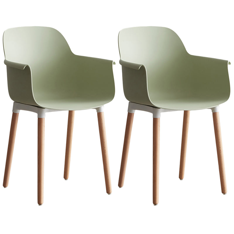 Scandinavian Dining Arm Chair Solid Back Chair with Wood Legs for Home Use Green Set of 2 Wood Clearhalo ' kitchen&dining_furn' 'Dining Chairs' 'Dining Tables & Seating' 'dining_chair' 'Furniture' 'furniture_dining_chair' 'Kitchen & Dining Furniture' 'kitchen' 3467995