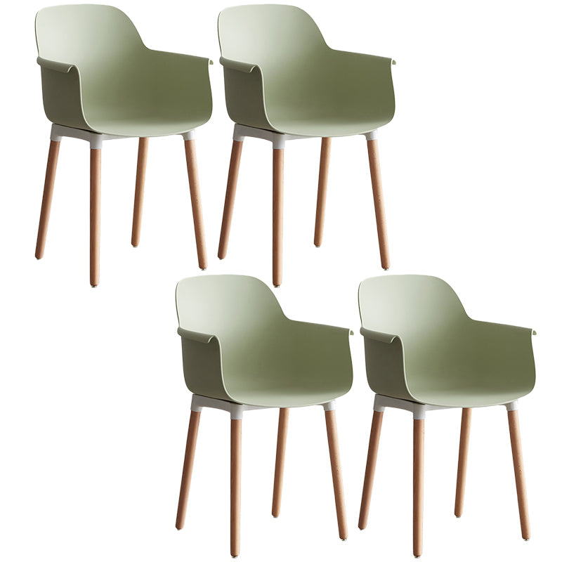 Scandinavian Dining Arm Chair Solid Back Chair with Wood Legs for Home Use Green Set of 4 Wood Clearhalo ' kitchen&dining_furn' 'Dining Chairs' 'Dining Tables & Seating' 'dining_chair' 'Furniture' 'furniture_dining_chair' 'Kitchen & Dining Furniture' 'kitchen' 3467996