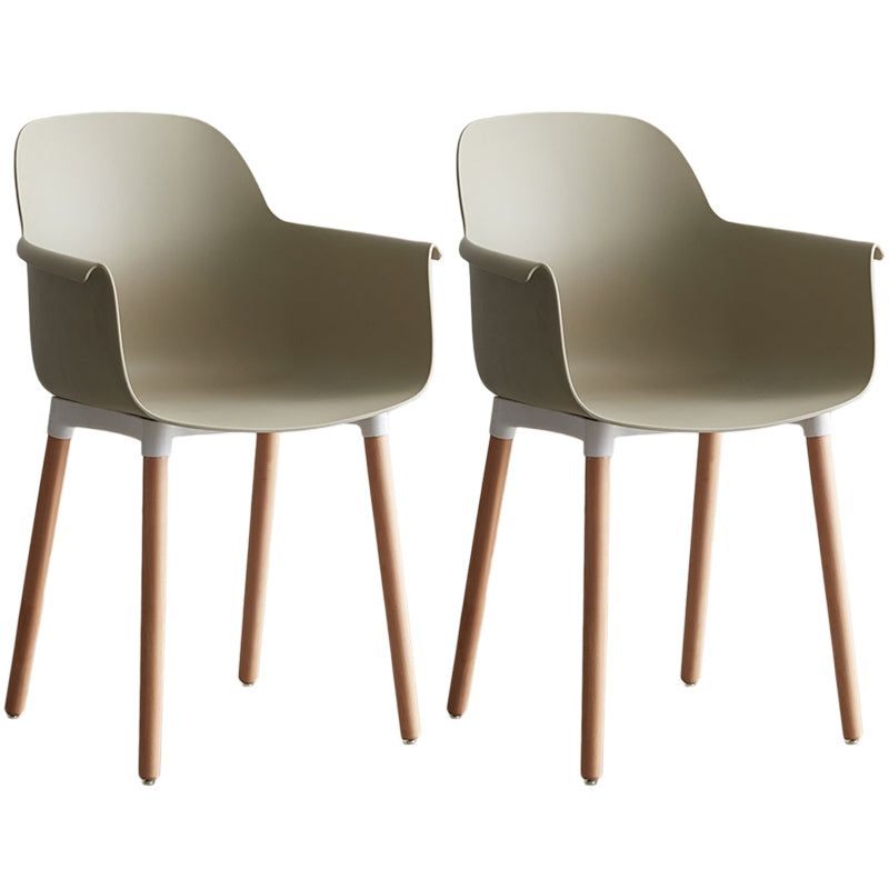 Scandinavian Dining Arm Chair Solid Back Chair with Wood Legs for Home Use Camel Set of 2 Wood Clearhalo ' kitchen&dining_furn' 'Dining Chairs' 'Dining Tables & Seating' 'dining_chair' 'Furniture' 'furniture_dining_chair' 'Kitchen & Dining Furniture' 'kitchen' 3467997
