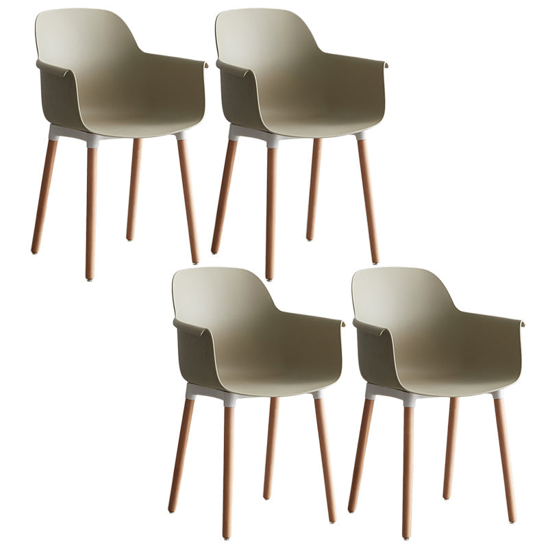 Scandinavian Dining Arm Chair Solid Back Chair with Wood Legs for Home Use Camel Set of 4 Wood Clearhalo ' kitchen&dining_furn' 'Dining Chairs' 'Dining Tables & Seating' 'dining_chair' 'Furniture' 'furniture_dining_chair' 'Kitchen & Dining Furniture' 'kitchen' 3467998