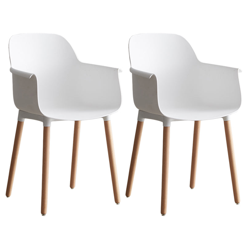 Scandinavian Dining Arm Chair Solid Back Chair with Wood Legs for Home Use White Set of 2 Wood Clearhalo ' kitchen&dining_furn' 'Dining Chairs' 'Dining Tables & Seating' 'dining_chair' 'Furniture' 'furniture_dining_chair' 'Kitchen & Dining Furniture' 'kitchen' 3467999