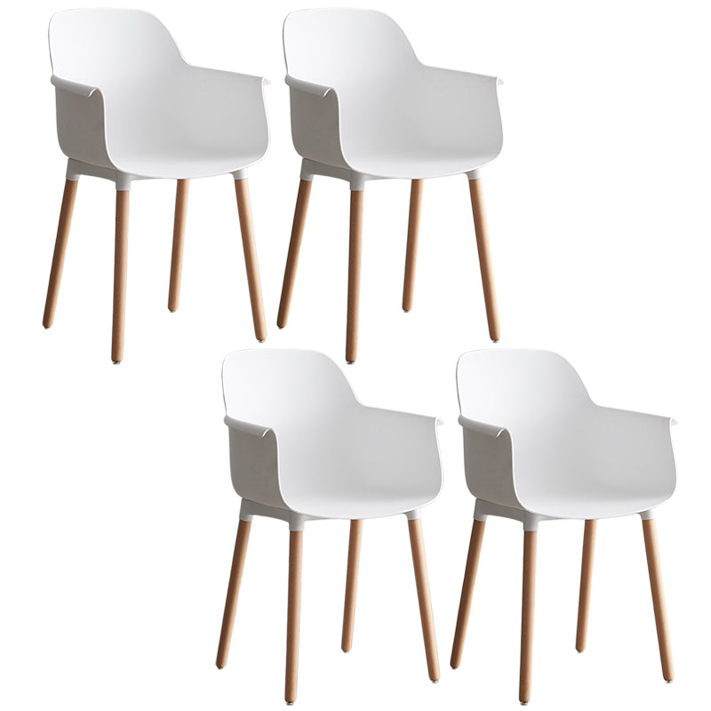 Scandinavian Dining Arm Chair Solid Back Chair with Wood Legs for Home Use White Set of 4 Wood Clearhalo ' kitchen&dining_furn' 'Dining Chairs' 'Dining Tables & Seating' 'dining_chair' 'Furniture' 'furniture_dining_chair' 'Kitchen & Dining Furniture' 'kitchen' 3468000