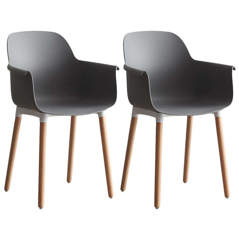 Scandinavian Dining Arm Chair Solid Back Chair with Wood Legs for Home Use Grey Set of 2 Wood Clearhalo ' kitchen&dining_furn' 'Dining Chairs' 'Dining Tables & Seating' 'dining_chair' 'Furniture' 'furniture_dining_chair' 'Kitchen & Dining Furniture' 'kitchen' 3468001